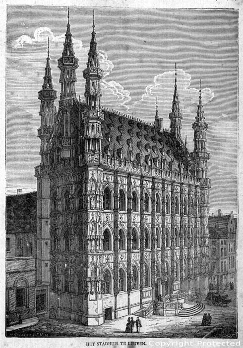 Townhall  LEUVEN picture Old drawing, sent to us by Rober Baert