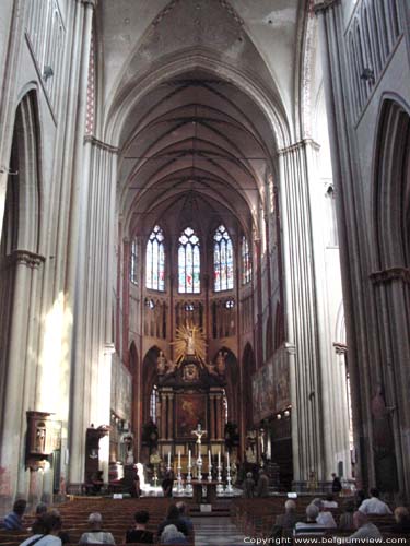 Sint-Salvatorskathedraal BRUGGE foto Zicht op het 13e eeuws gotisch koor met het kruisribgewelf en de bundelpijlers.
