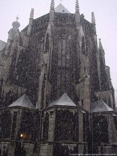 Collegiale Sint-Jacobuskerk LIEGE 1 / LUIK foto Koor met straalkapellen in de sneeuw