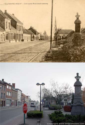 Zicht op Aarschotsesteenweg LIER foto Vergelijking begin 1900 en 2003