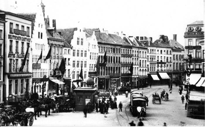 Korenmarkt avec tram de chevaux anno 1900 GAND photo 